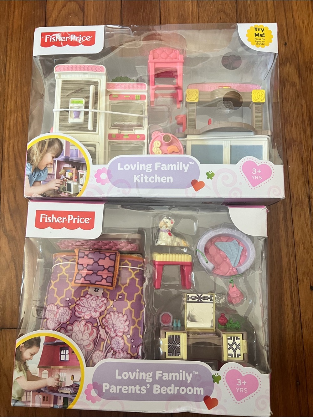 Fisher-Price Loving Family Kitchen and Parents' Bedroom Furniture Lot of 2 NIB